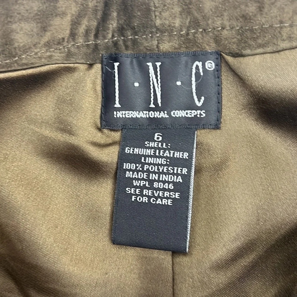 INC International Concepts Pants Womens 6 Brown Suede Genuine Leather Straight‎ - Picture 10 of 10